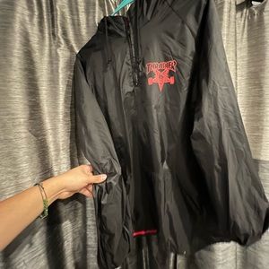 Thrasher half zip up jacket red fleece inside size medium never worn